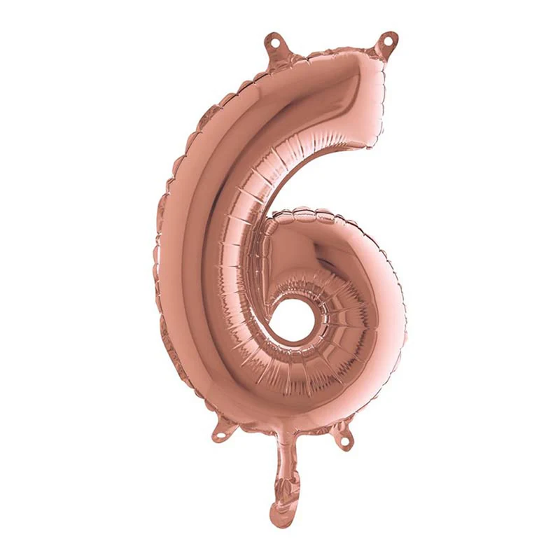 14"/Ø36cm Mini Zahlen Folienballon | Rosegold #6