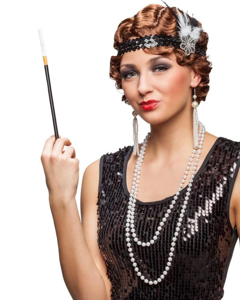 20er Jahre Charleston Kostümset "Flapper" 5-tlg. - 414045 | Schwarz Weiß