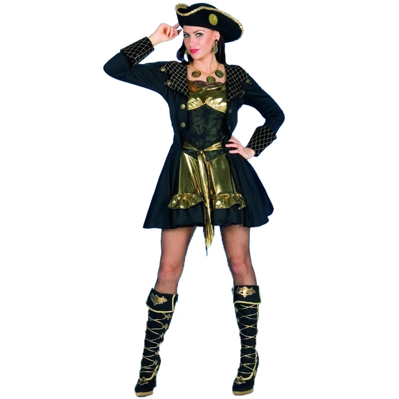 Piratenkostüm "Black Mary" für Damen | Schwarz Gold