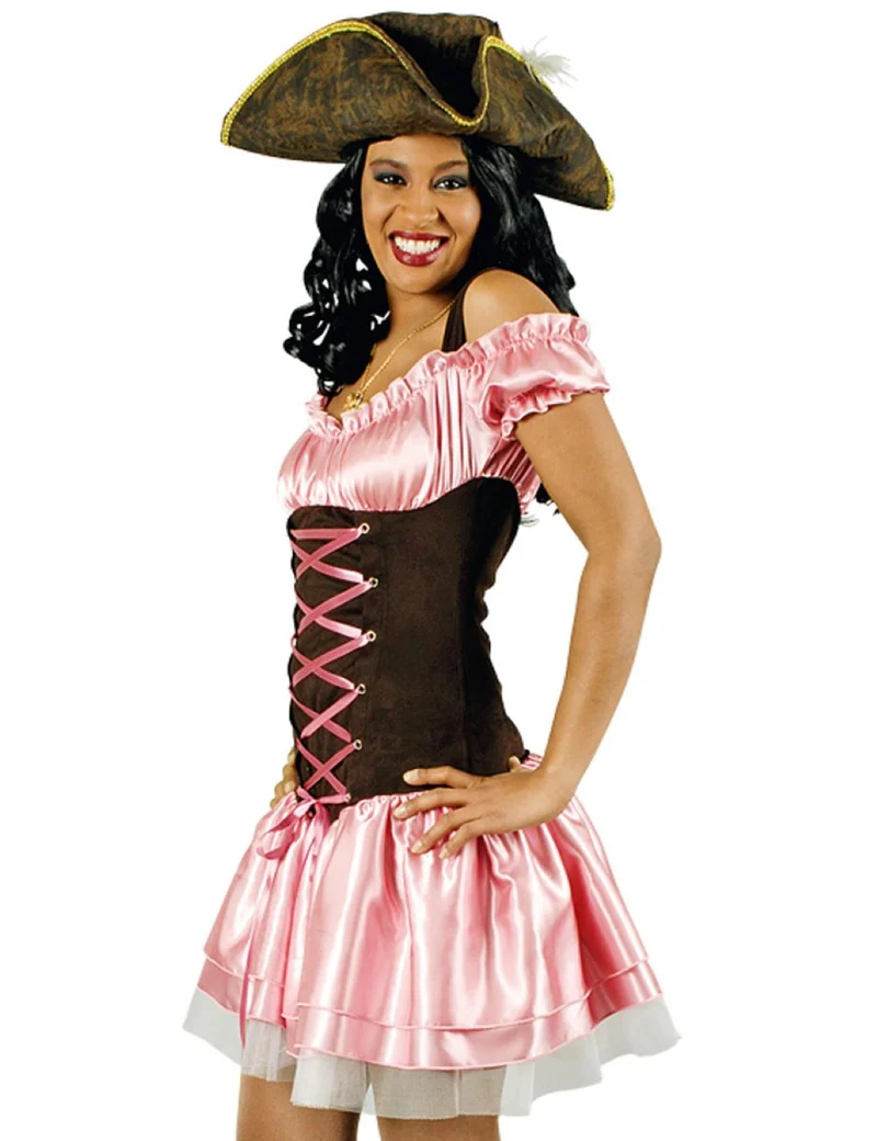 Piratin Kostüm "Bonny Anne" für Damen | Piratenkostüm Pink Braun
