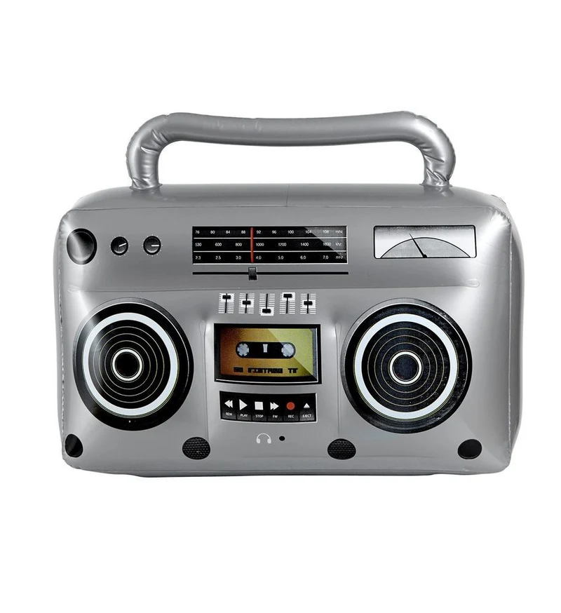 Aufblasbares Radio zum Hip Hop 80er Jahre Kostüm - Silbergrau 50 cm