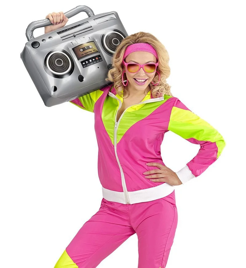 Aufblasbares Radio zum Hip Hop 80er Jahre Kostüm - Silbergrau 50 cm