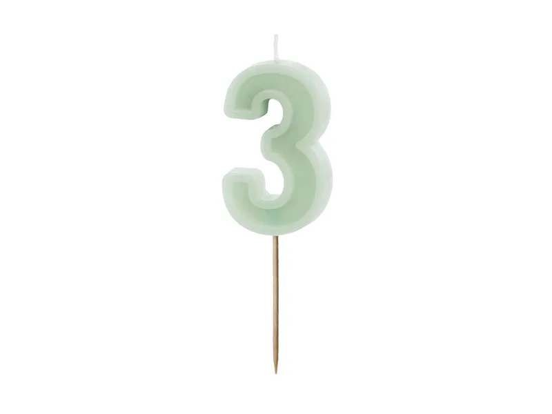 Zahlenkerze #3 | 6 cm Grün
