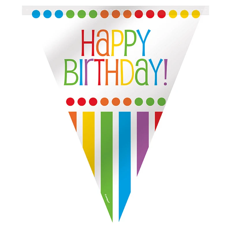 Wimpelkette Happy Birthday Rainbow Party 365 cm