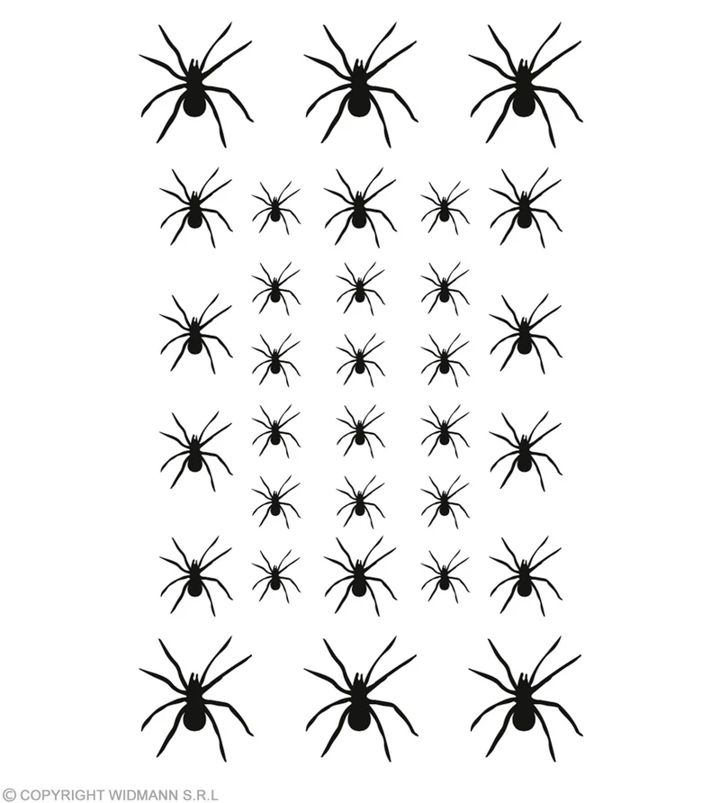 Spinnen Tattoos - 32 Stück | Zubehör zum Hexenkostüm