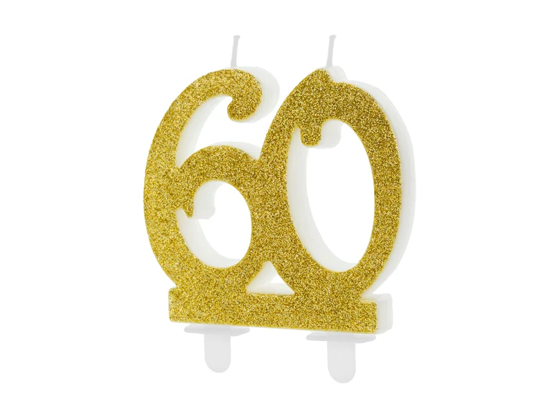 Geburtstagskerze Glitter Gold - 10 cm | Ziffer ''60''