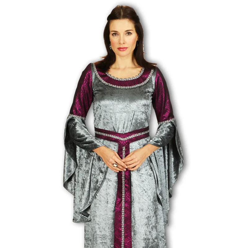 Hofdame Mittelalter Kostüm für Damen | Silber Bordeaux