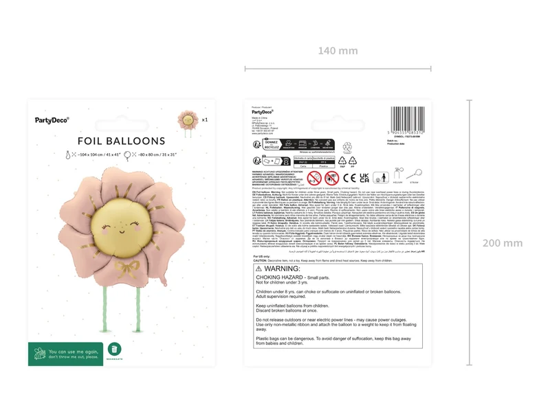 Airwalker Folienballon "Blume" 104x104 cm | Rosarot