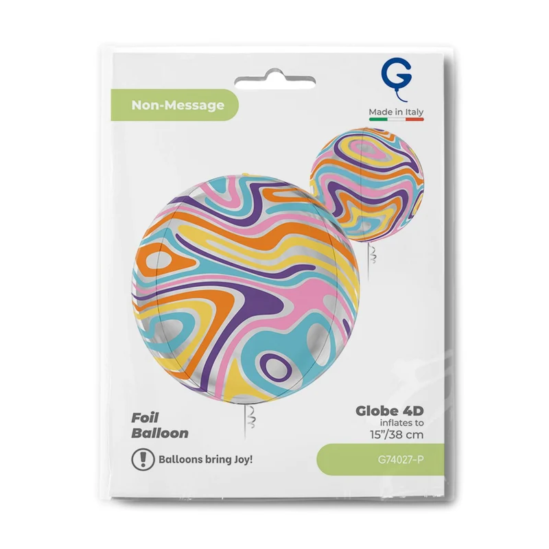 15"/38cm 4D Folienballon Globe Marble