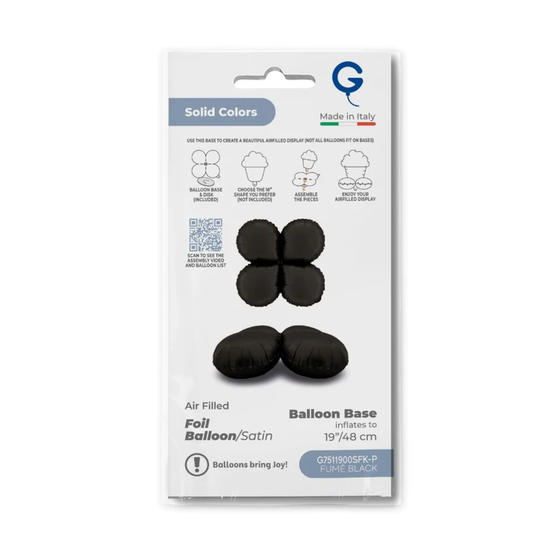 19" Folienballon Base Drops | 48 cm - Satin Schwarz (NUR LUFT)