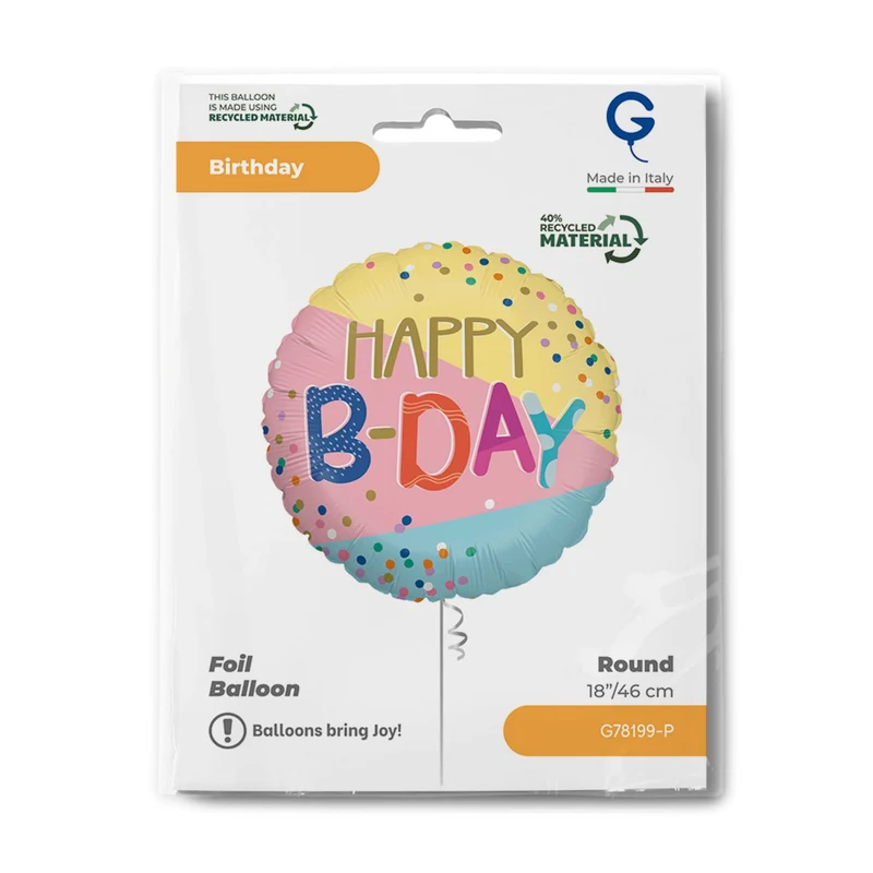 18"/Ø46cm Folienballon Happy B-Day