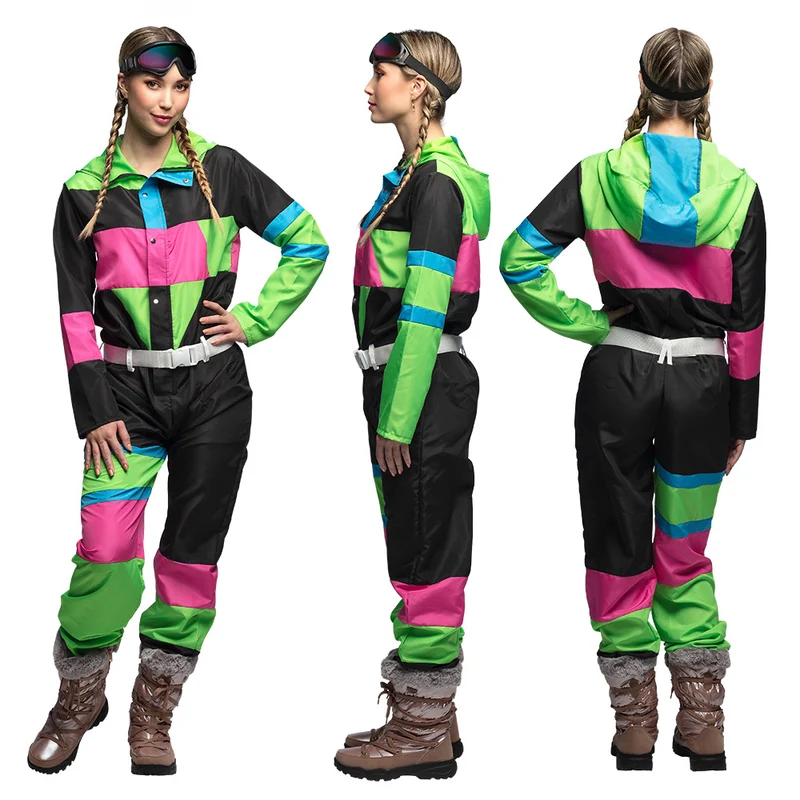 Skianzug "80´s" für Damen 3-tlg. | Schwarz