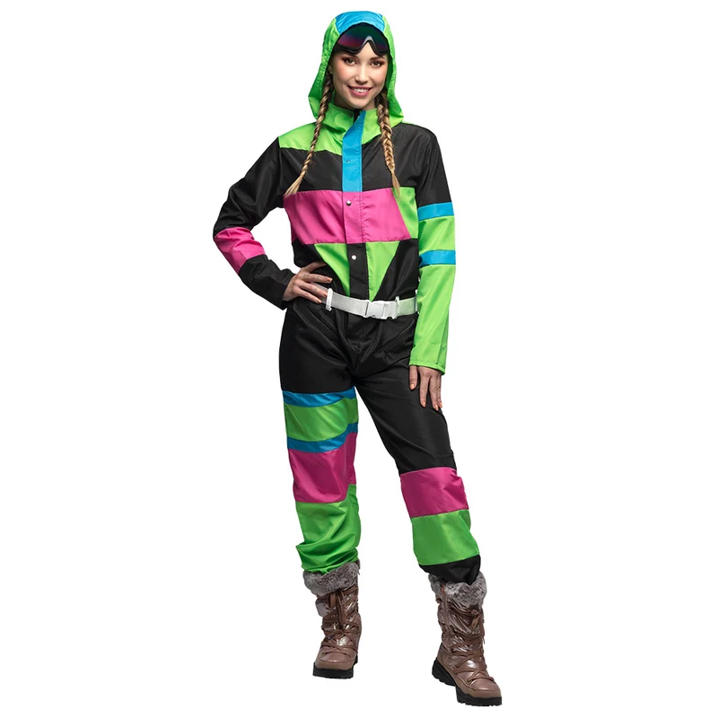 Skianzug "80´s" für Damen 3-tlg. | Schwarz
