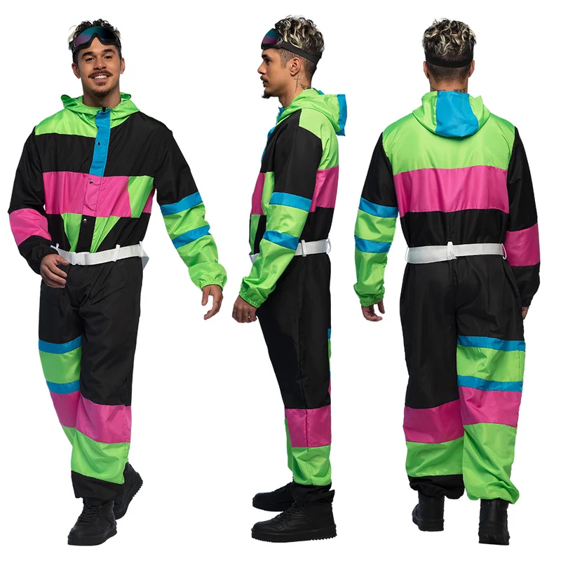 Skianzug "80´s" für Herren 3-tlg. | Schwarz