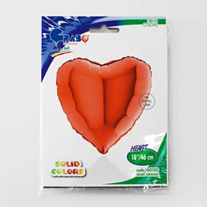 18"/Ø46cm Herz Folienballon Uni | Orange