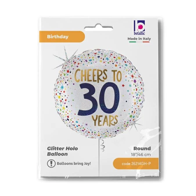 18"/Ø46cm Folienballon "Cheers to 30 Years"