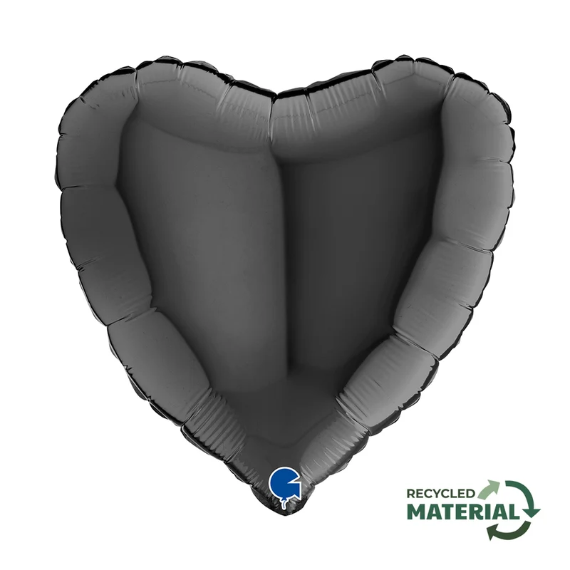 18"/Ø46cm Herz Folienballon Uni | Schwarz