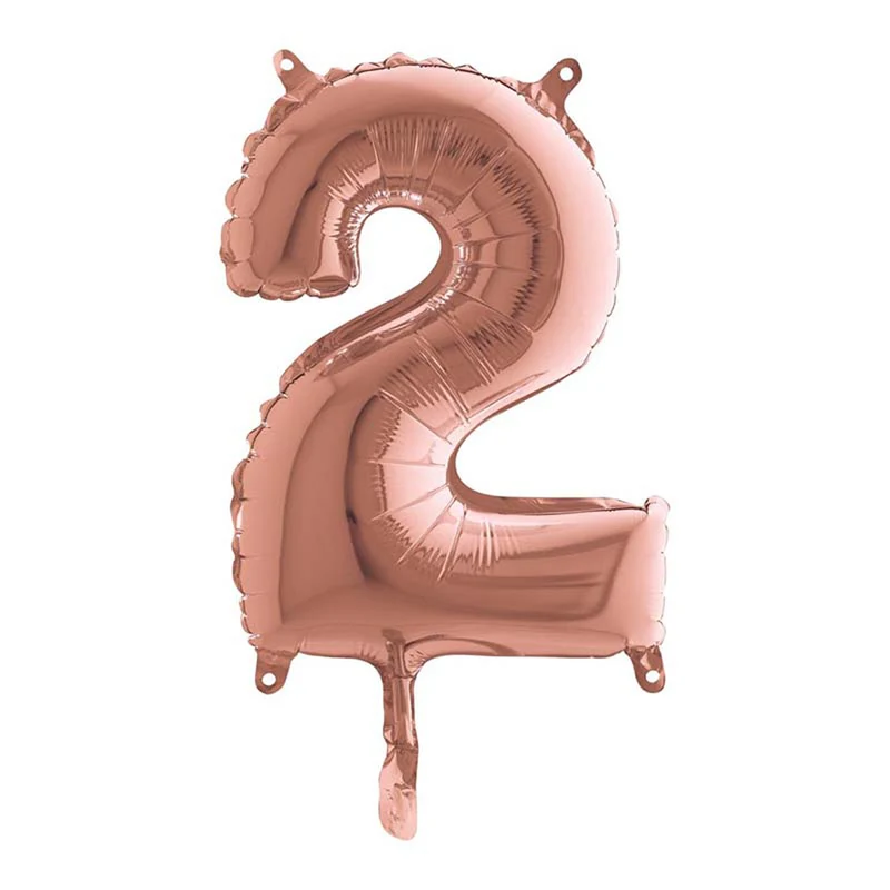 14"/Ø36cm Mini Zahlen Folienballon | Rosegold #2