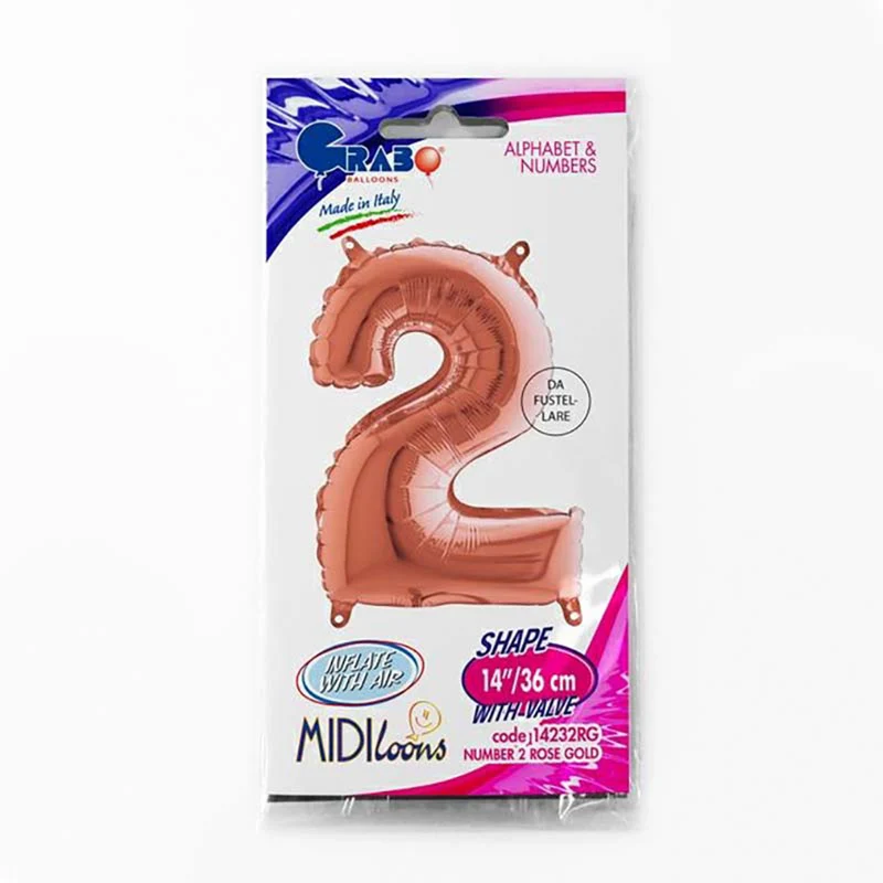 14"/Ø36cm Mini Zahlen Folienballon | Rosegold #2