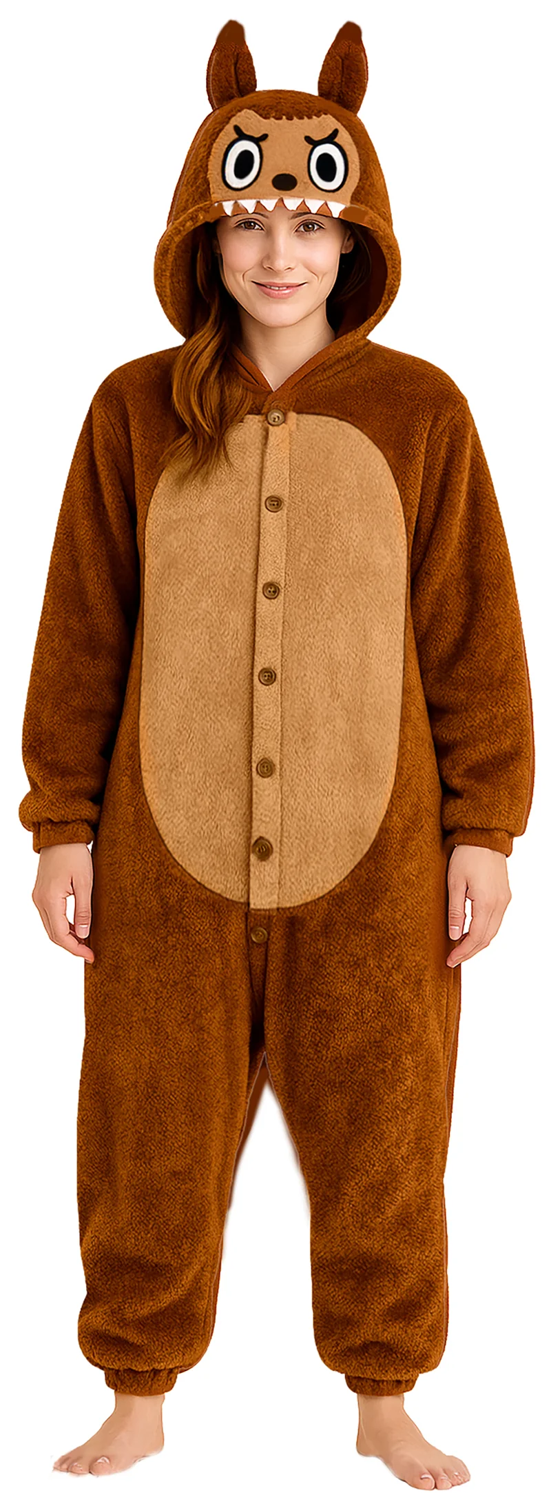 Pyjama Tierkostüm "Lulu Monster" für Erwachsene | Braun