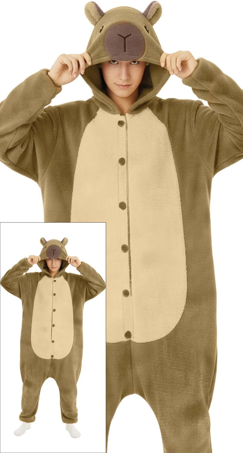 Pyjama Tierkostüm "Capybara" für Erwachsene | Braun