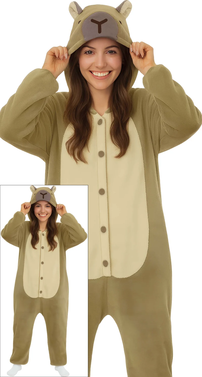 Pyjama Tierkostüm "Capybara" für Erwachsene | Braun