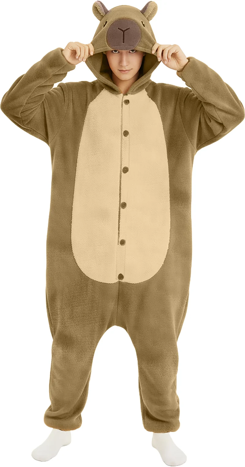 Pyjama Tierkostüm "Capybara" für Erwachsene | Braun