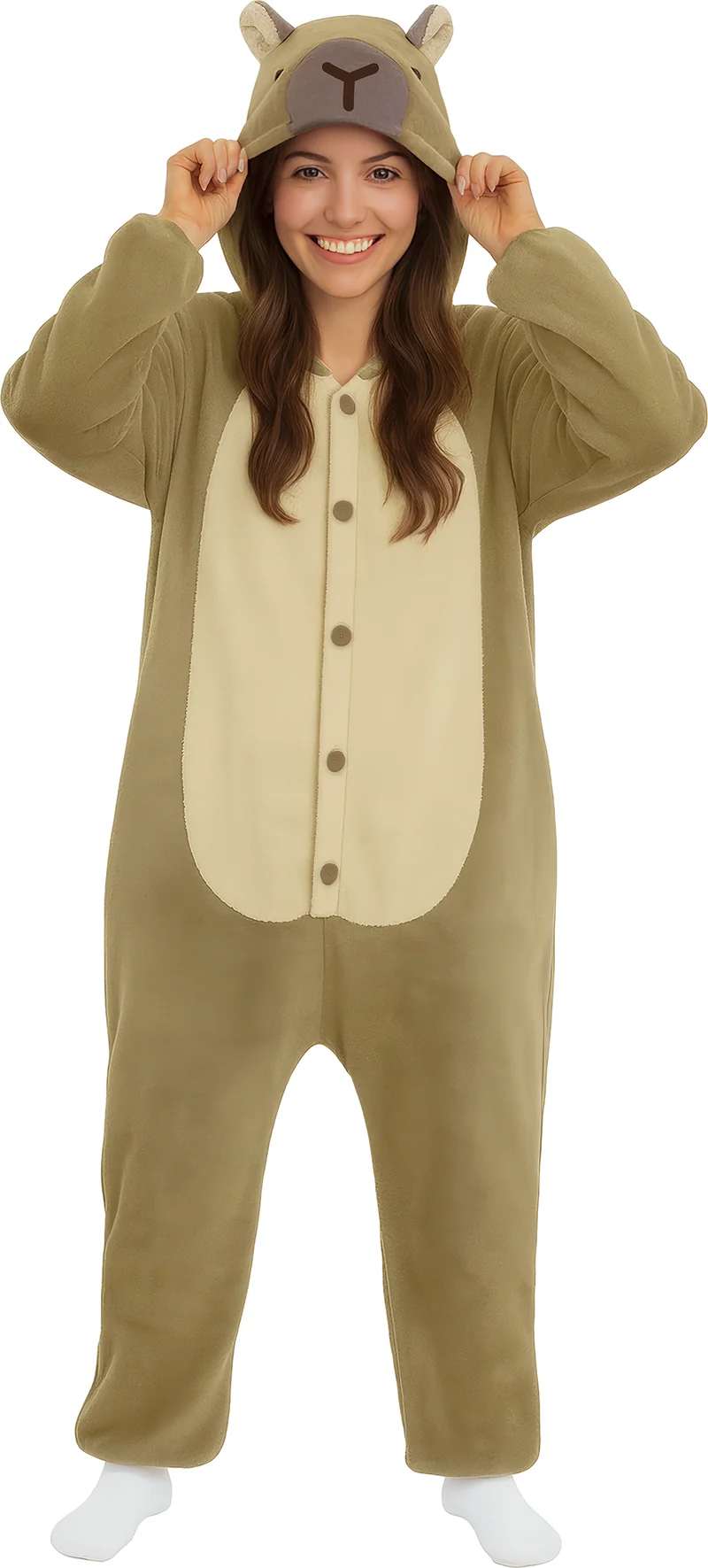 Pyjama Tierkostüm "Capybara" für Erwachsene | Braun
