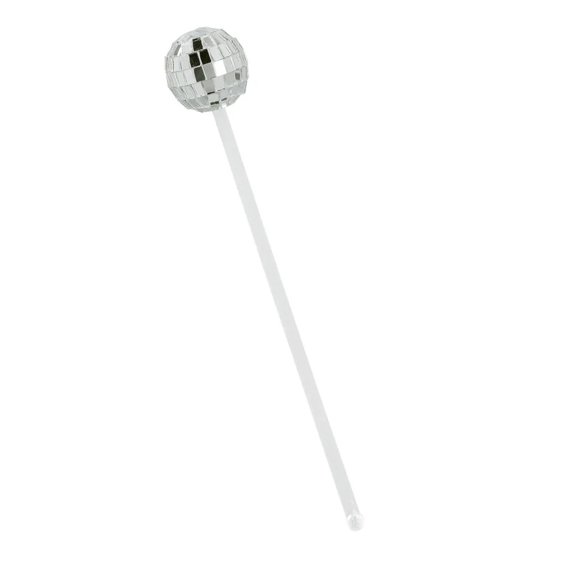 Rührstäbchen-Set "Discokugel" | 6 Stück - Silber - 20 cm