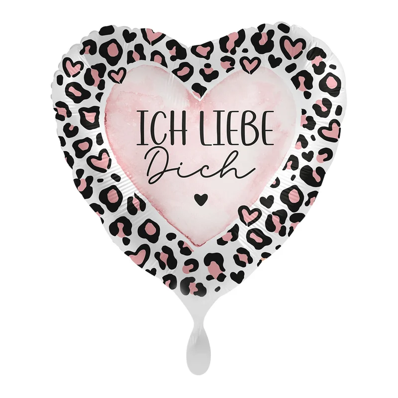 18"/Ø43cm Herz Folienballon "Ich liebe dich" | Leopard Love