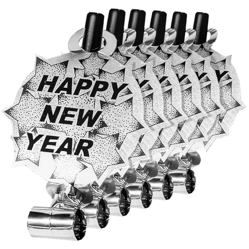 6 Tröten Happy New Year | Silber