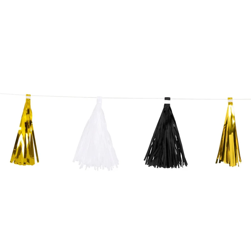 Fransenirlande "Graduation" Schwarz/Silber/Gold | 3 m