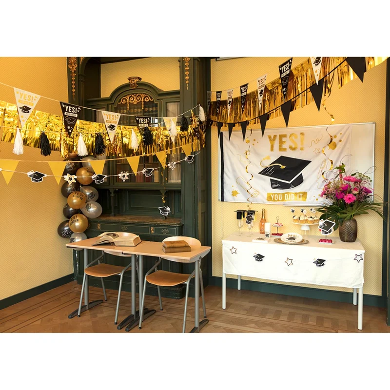 Fransenirlande "Graduation" Schwarz/Silber/Gold | 3 m
