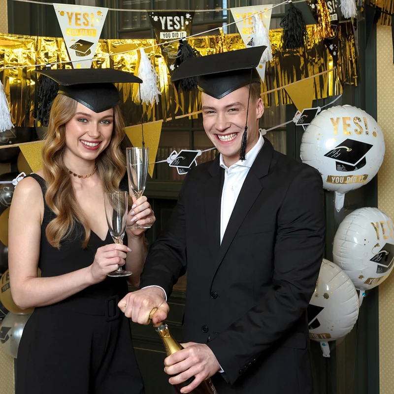 Fransenirlande "Graduation" Schwarz/Silber/Gold | 3 m