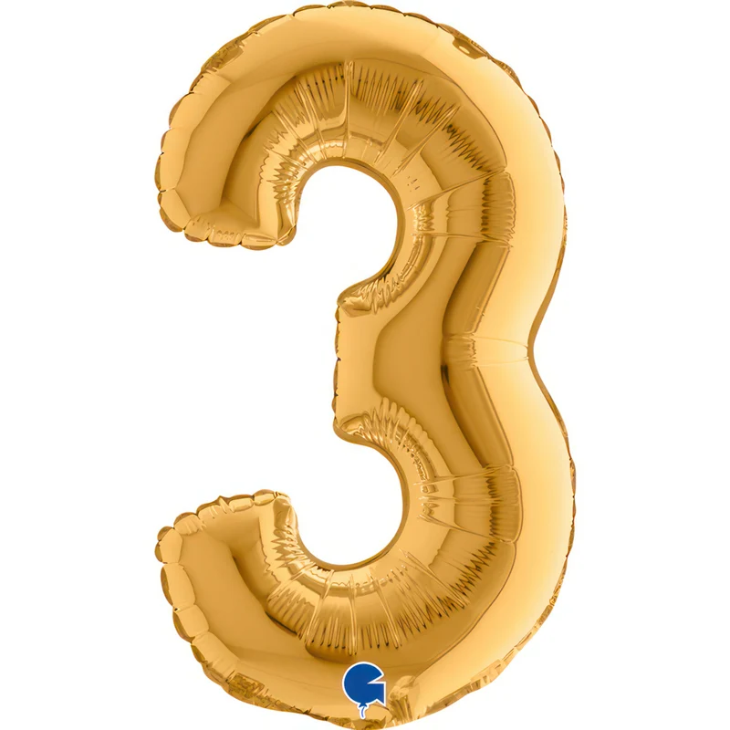 14"/Ø36cm Mini Zahlen Folienballon | Gold #3