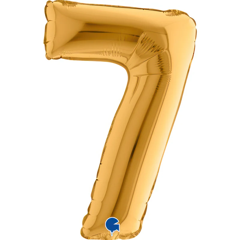 14"/Ø36cm Mini Zahlen Folienballon | Gold #7
