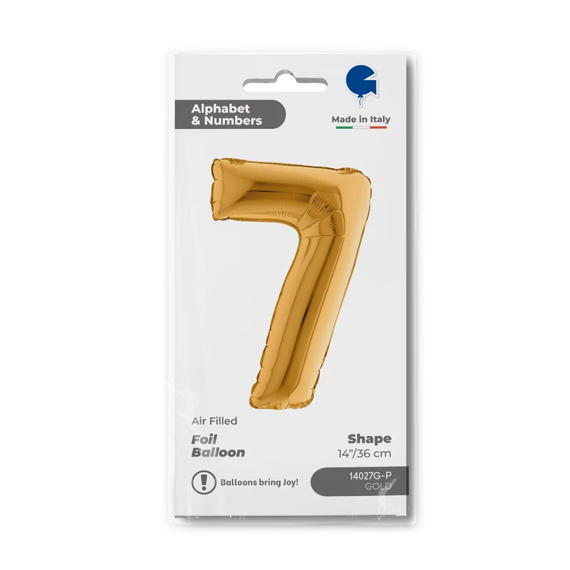14"/Ø36cm Mini Zahlen Folienballon | Gold #7