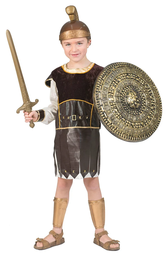 Römer Gladiator Kinderkostüm - Braun Gold | Tunika für Jungen