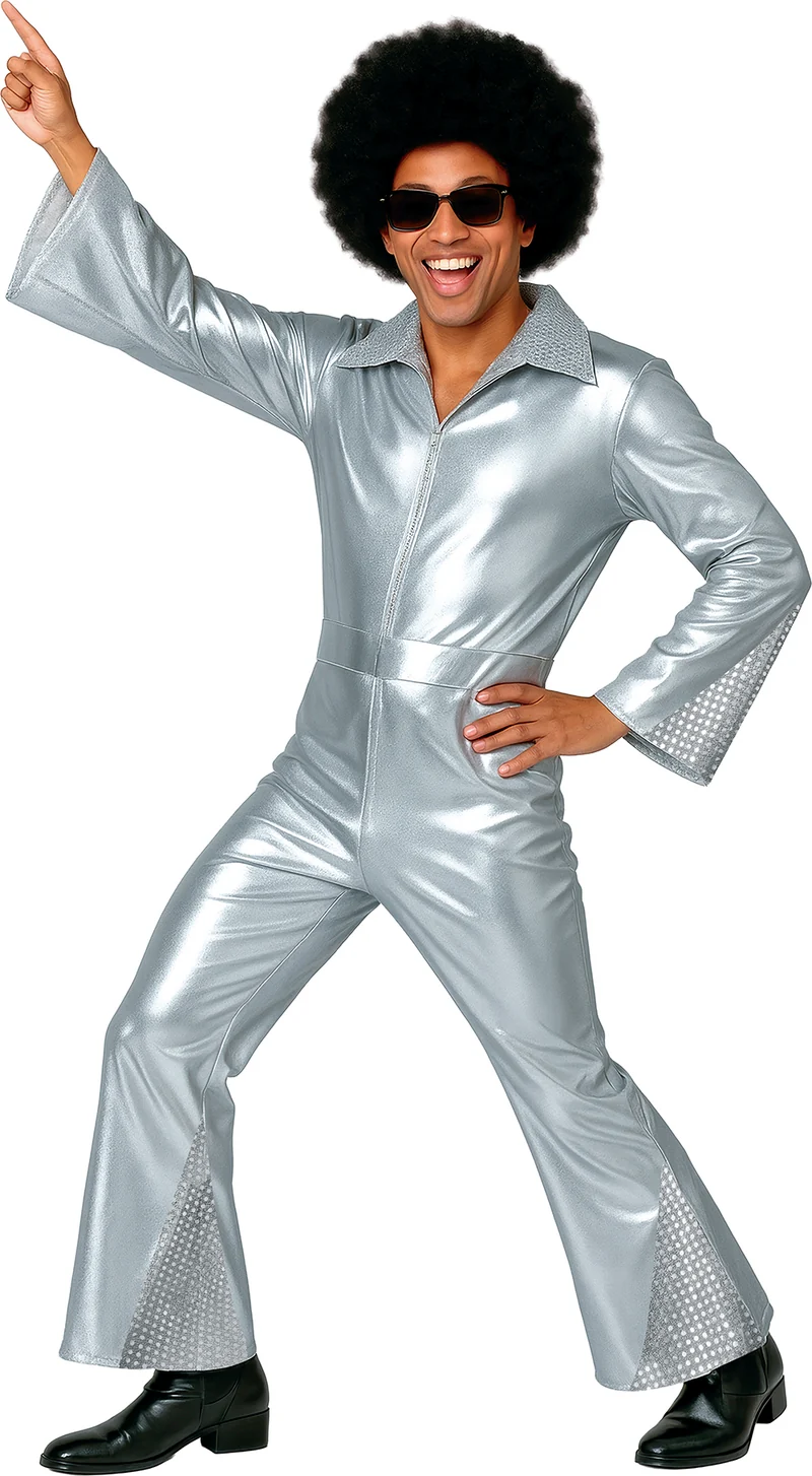 70er Jahre "Disco Star" Kostüm für Herren | Silber