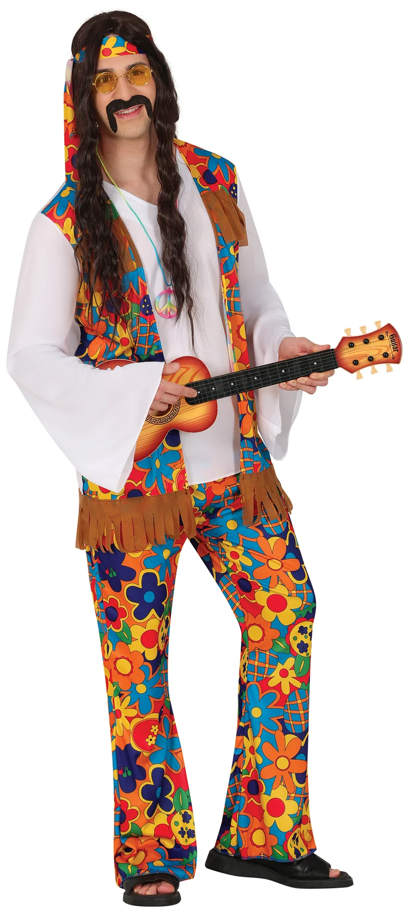 70er Jahre Hippie Flower Kostüm für Herren | 3-tlg.
