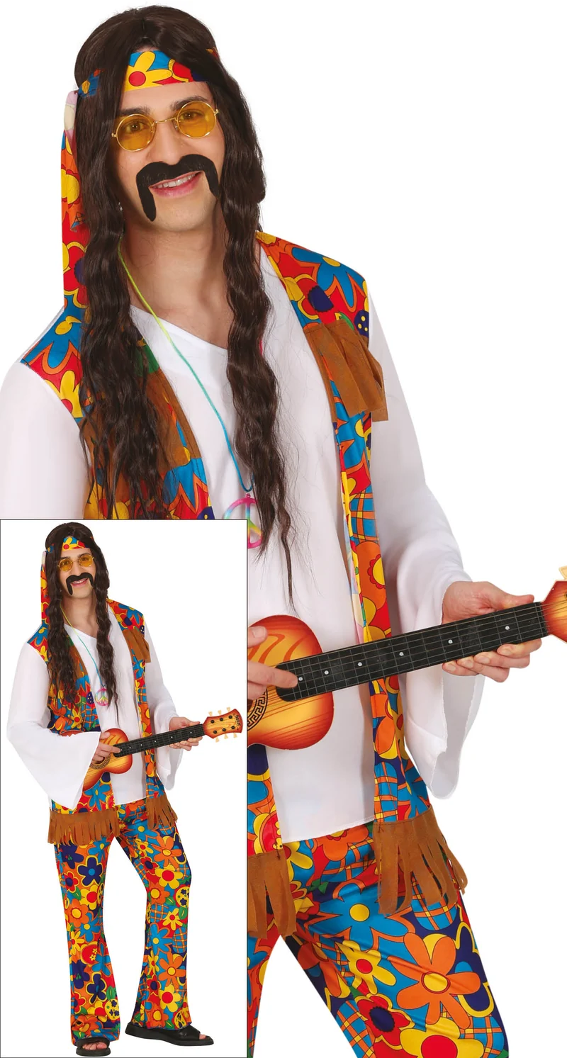 70er Jahre Hippie Flower Kostüm für Herren | 3-tlg.