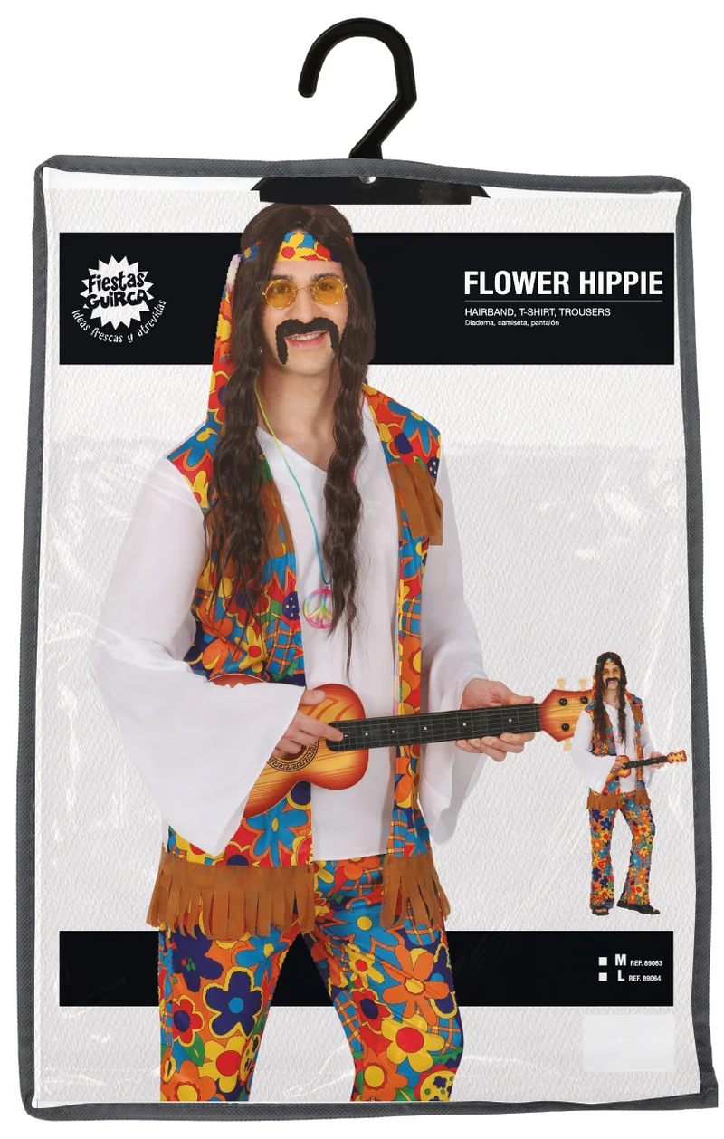 70er Jahre Hippie Flower Kostüm für Herren | 3-tlg.