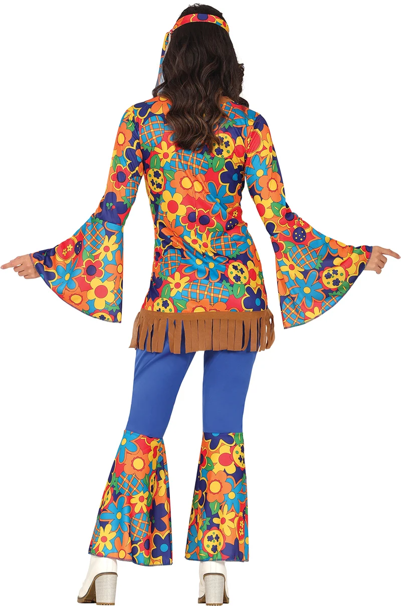 70er Jahre Hippie Flower Kostüm für Damen | 3-tlg.