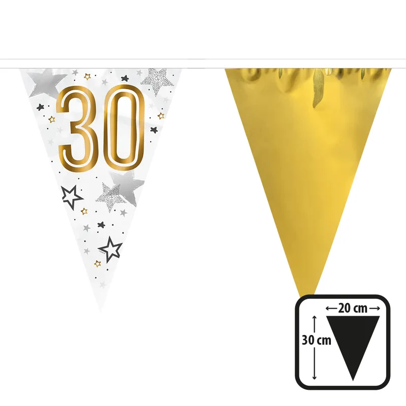 "Happy Birthday" Wimpelkette 30x20cm, 6m | Gold #30