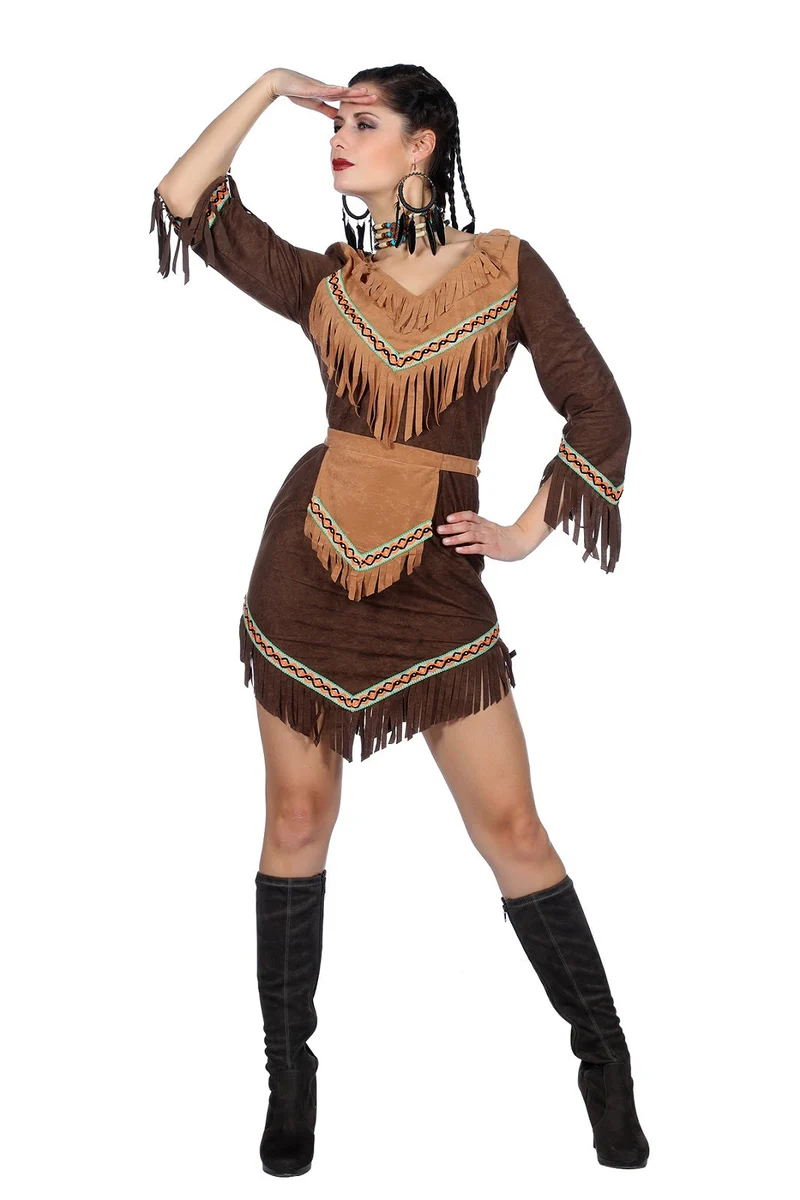 Indianerin "Aluna" Kostüm für Damen | Braun - Wilder Westen
