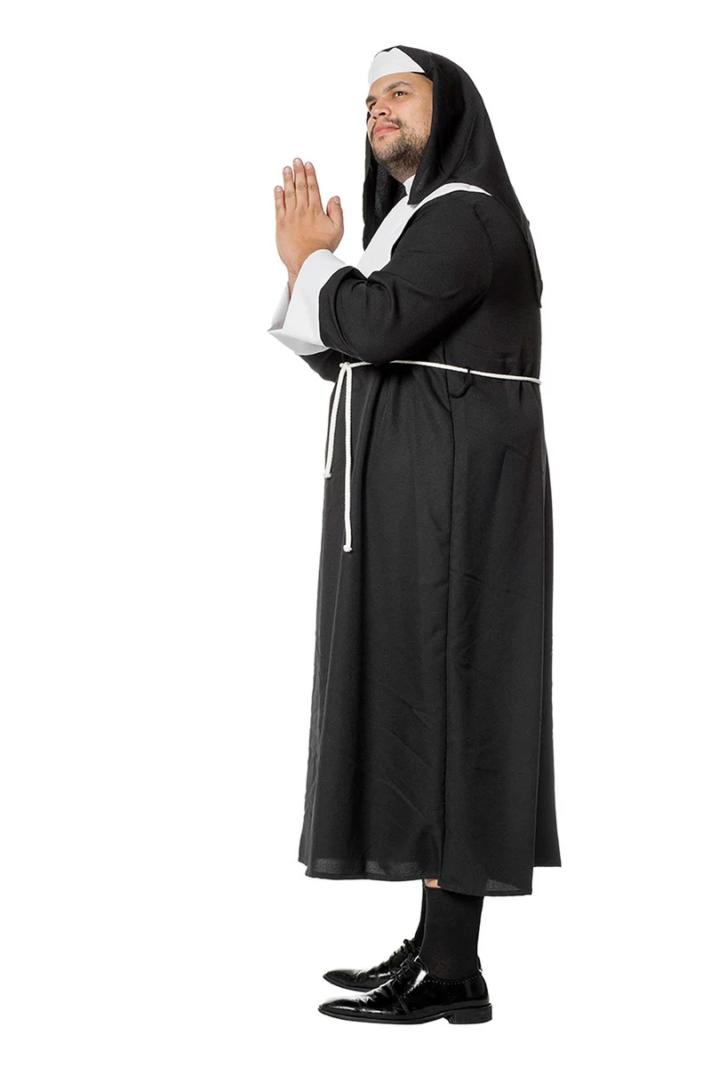 Nonne Kostüm für Herren 3-tlg. | Schwarz Weiß - Spaßkostüm