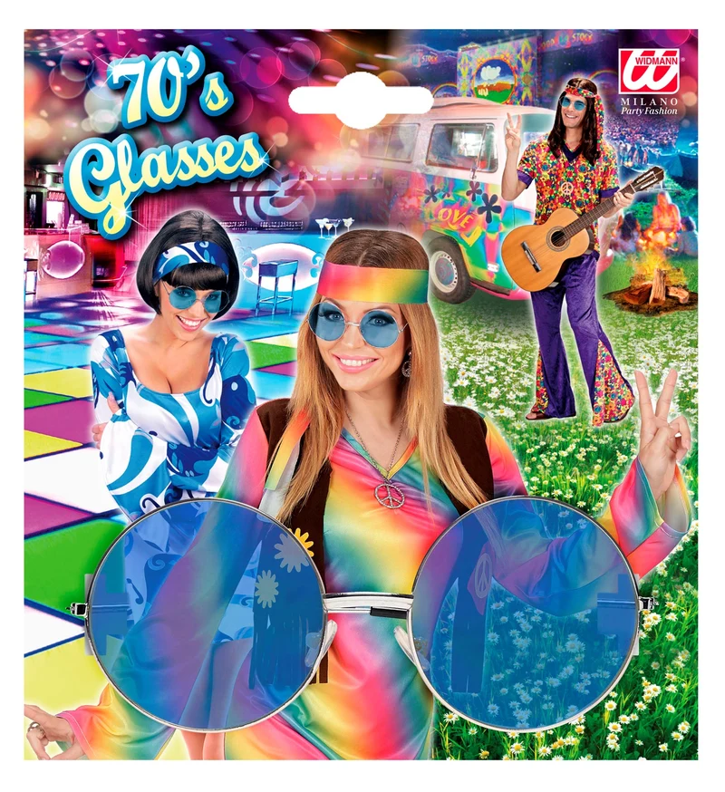 "Hippie" Partybrille XL - Rund | Blau