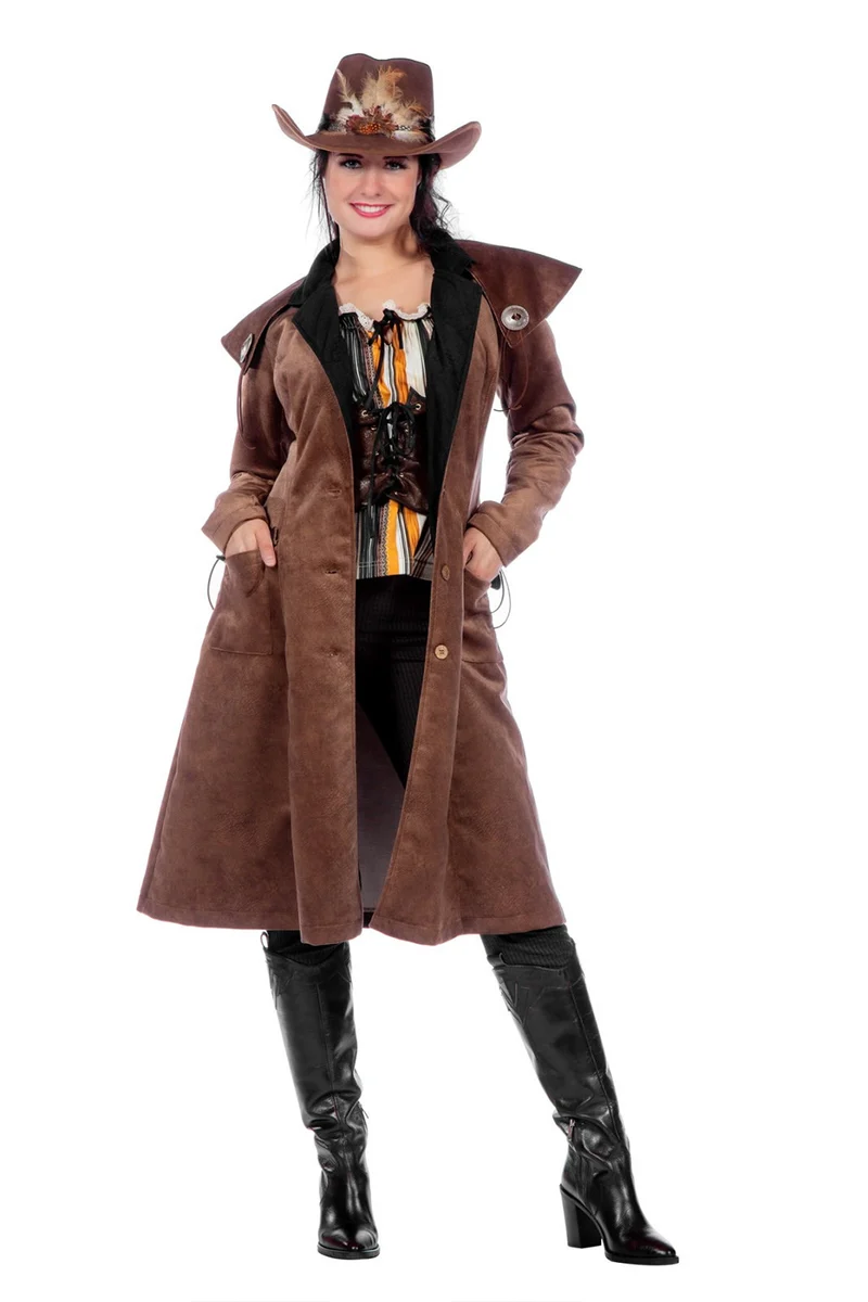 Authentischer Western Mantel "Jane" für Damen | Braun - Cowgirl
