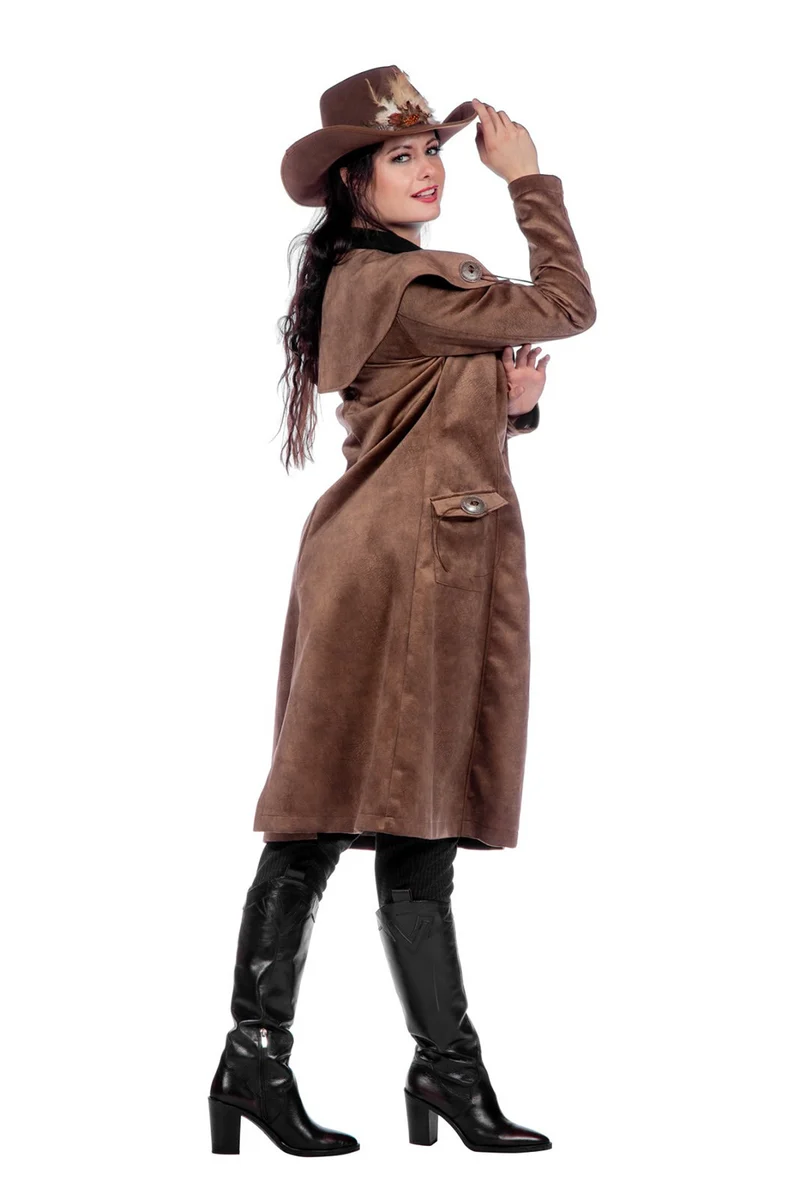 Authentischer Western Mantel "Jane" für Damen | Braun - Cowgirl