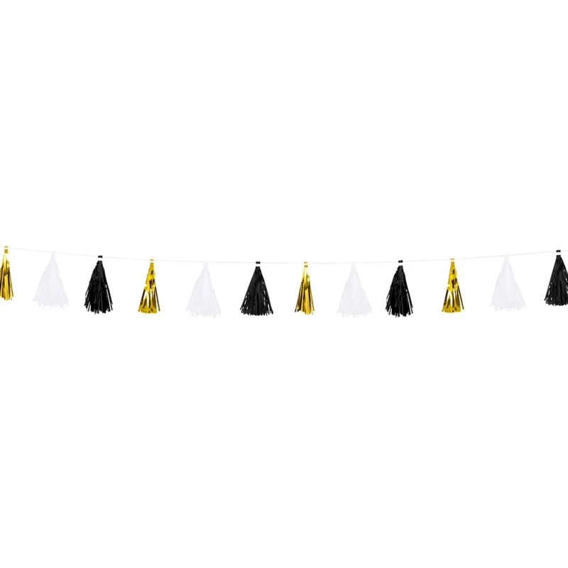 Fransengirlande "Party time" 300 cm | Schwarz Gold